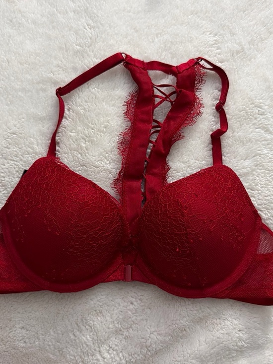 Victoria's Secret Other - Victoria's Secret Red Lace Push-Up Bra with Decorative Back Straps